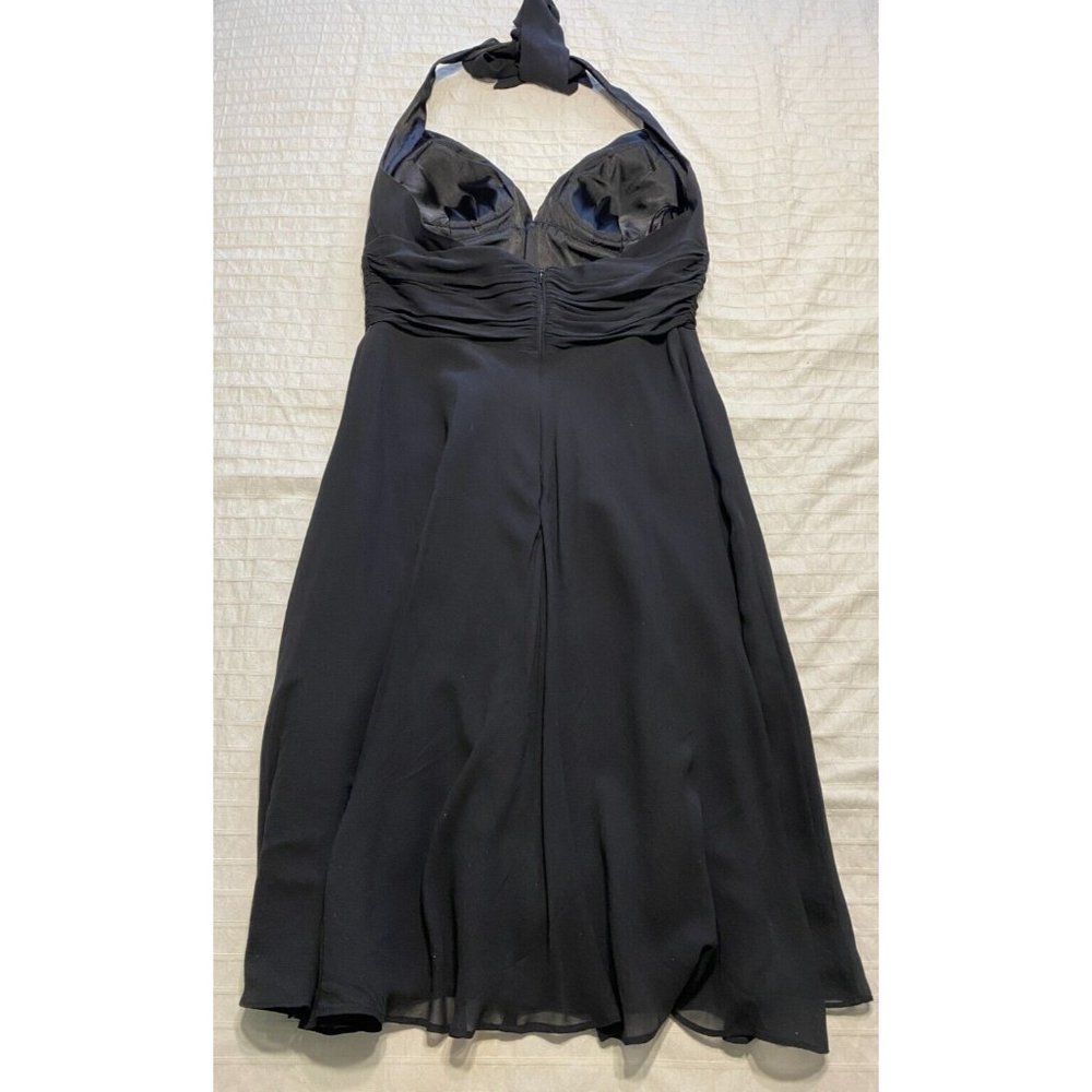 White House Black Market - Black Silk Tie-Halter Dress - Size: 6 - Picture 3 of 5